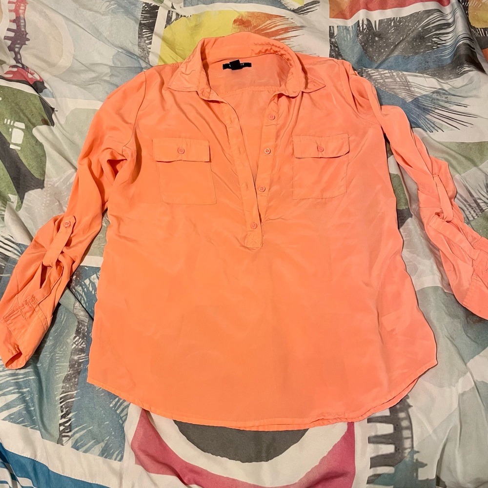 Old Navy Bright Orange Button Down With Pockets